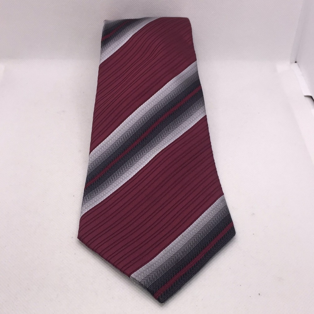 Jones New York Men’s Necktie Burgundy Grey Stripe